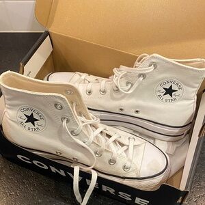 Converse White High Tops with Black Accents